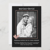 Coeurs d'or rose noir mariage photo invitation (Devant)