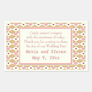 Coeurs d'or rose Stickers Buffet de bonbons rectan