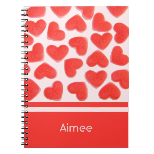 Coeurs doux carnet rose "Votre nom" (Devant)