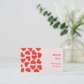 Coeurs doux carte de visite rose à gauche (Debout devant)