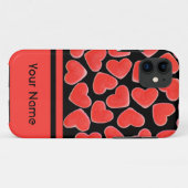 Coeurs doux coque iphone de nom noir (Dos (Horizontal))
