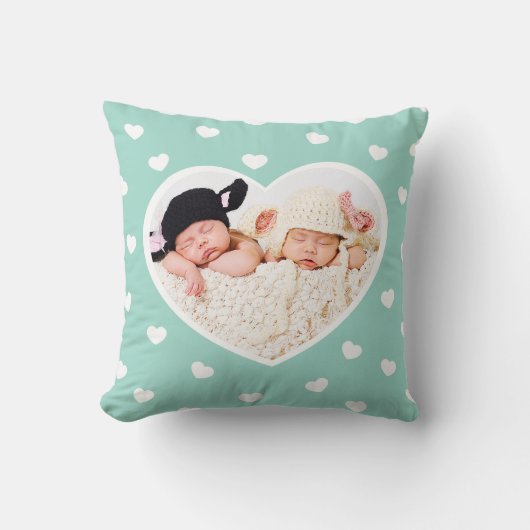 Coeurs doux Coussin photo personnalisé / Mention (Recto)