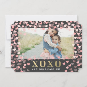 Coeurs doux en gris Carte photo de la Saint Vale