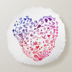 Coeurs du coeur Dessin Coussin rond 41 cm