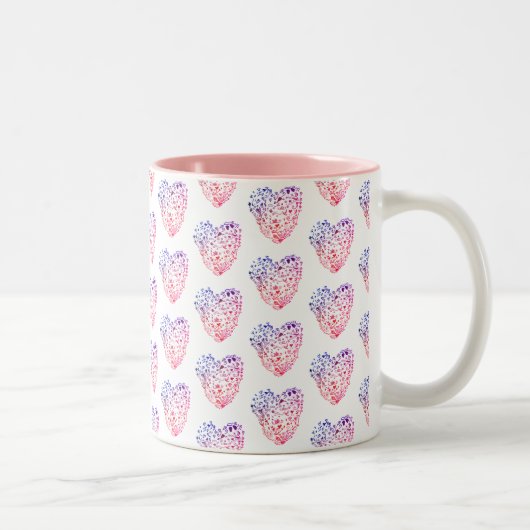 Coeurs du coeur dessinant une Mug à deux tons (Droit)