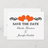 Coeurs Élégants Enregistrer la date Carte postale, (Devant / Derrière)