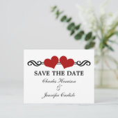 Coeurs élégants Enregistrer la date Carte postale, (Debout devant)