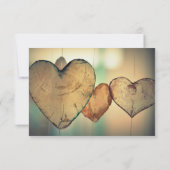 Coeurs en bois rustique - Faire-part de mariage 3x (Dos)