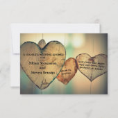 Coeurs en bois rustique - Invitation Wedding showe (Devant)