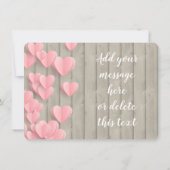 Coeurs en papier rose sur Carte de remerciements e (Dos)