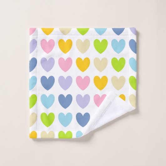 Coeurs en pastel d'arc-en-ciel (Gant de toilette)