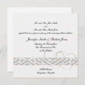 Coeurs enchevêtrés en Faire-part de mariage argent (Devant / Derrière)