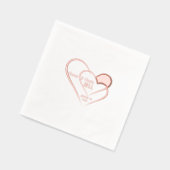 Coeurs enmêlés Rose Gold Foil Stamped Napkins (Gauche)