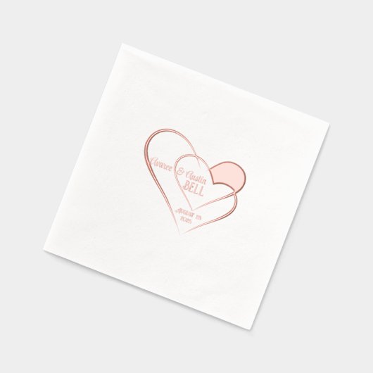 Coeurs enmêlés Rose Gold Foil Stamped Napkins (Gauche)
