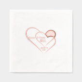 Coeurs enmêlés Rose Gold Foil Stamped Napkins (Recto)