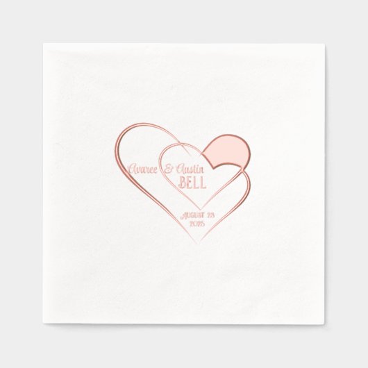 Coeurs enmêlés Rose Gold Foil Stamped Napkins (Recto)