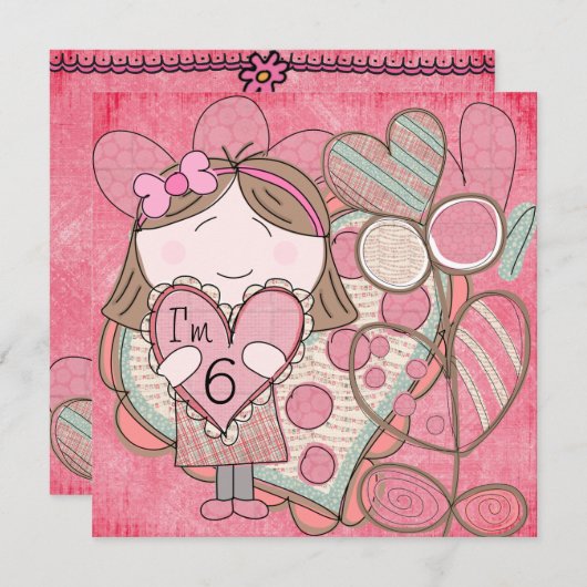 Coeurs et amour Invitation d'anniversaire (Devant / Derrière)