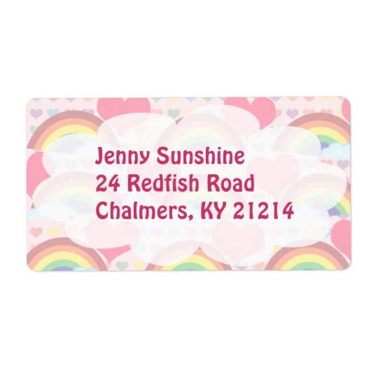 Coeurs et arcs-en-ciel Étiquette (Devant)