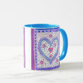 Coeurs et café Rose Mug (Devant droit)
