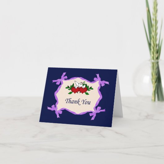 Coeurs Et Cartes de remerciements De Colombe (Devant)