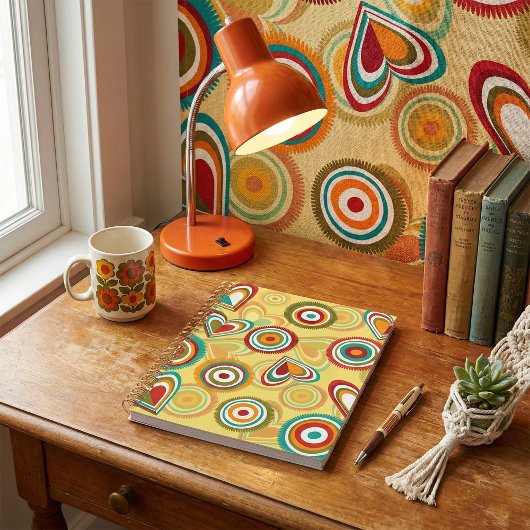 Coeurs et cercles Boho rétro les années 70 Motif S