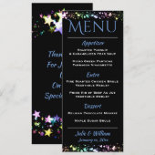 Coeurs et étoiles - Carte de menu Mariage (Devant / Derrière)