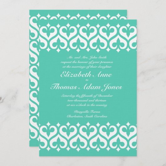 Coeurs et faire-part de mariage de Fleur de Lis - (Devant / Derrière)