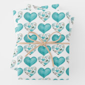 Coeurs Et Feuilles D'Aquarelle Bleu (En situation)