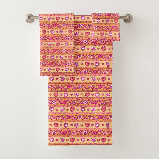 Coeurs et fleuris doodle motif orange rose (En situation)