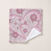 Coeurs et fleurs Abstraits roses Aimer l'art fract (Gant de toilette)