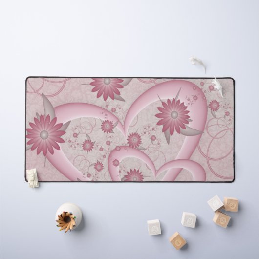 Coeurs et fleurs Abstraits roses Aimer l'art fract (Tableau pour enfants)