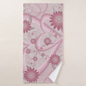 Cœurs et fleurs abstraits roses Amour Art fractal (Serviette de bain)