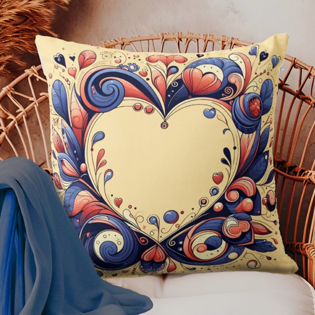 Coeurs et fleurs Jeter Oreiller (Créateur téléchargé)
