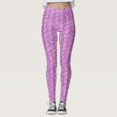 Coeurs et fleurs rayées motif leggings violets (Devant)