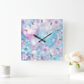 Coeurs et fleurs roses Aqua Horloge murale (Maison)