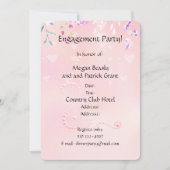 Coeurs et fleurs roses Invitation (Devant)