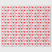 Cœurs et fleurs sur papier cadeau diamant Saint Va (Plat)