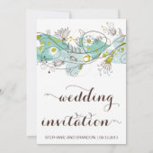 Coeurs et fleurs Whimsical Invitations de mariage (Dos)