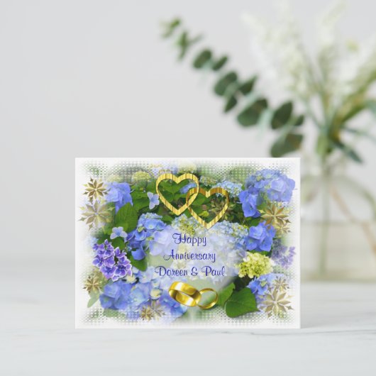 COEURS ET HYDRANGEAS ~ Carte postale (Debout devant)