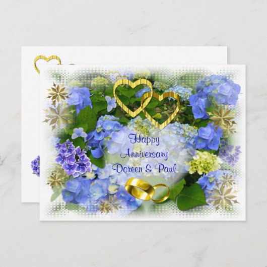 COEURS ET HYDRANGEAS ~ Carte postale (Devant / Derrière)