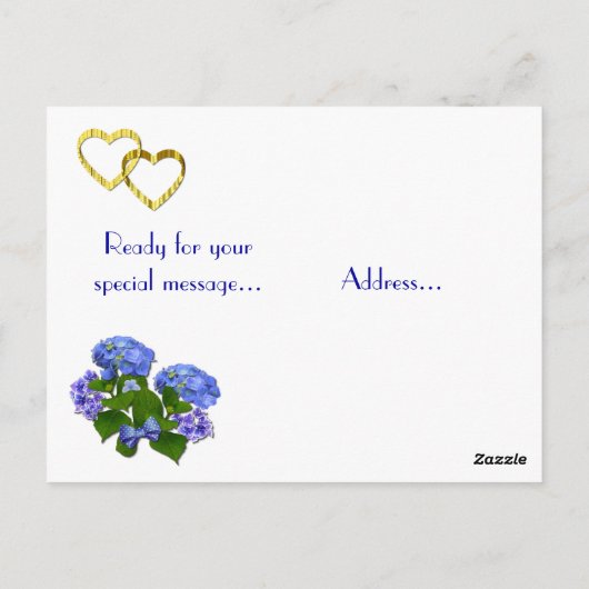 COEURS ET HYDRANGEAS ~ Carte postale (Dos)