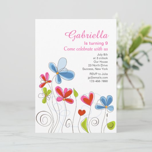 Coeurs et invitation de fleurs (Debout devant)