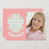 Coeurs et invitation de photo de fleurs (Devant / Derrière)