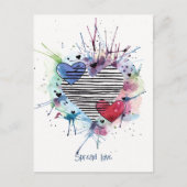 Coeurs Et Lavages Mets En Aquarelle Carte Postale (Devant)