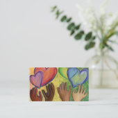 Coeurs et mains Aimer Diversité Carte de visite d' (Debout devant)