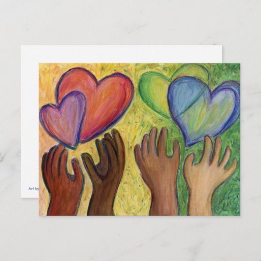 Coeurs et mains Aimer Diversité Cartes postales pe (Devant / Derrière)