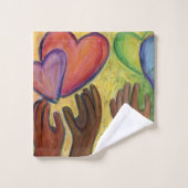 Coeurs et mains Diversité Amour Art Serviette (Gant de toilette)