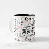 Coeurs et messages d'amour Mug en céramique à deux (Devant gauche)