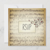 Coeurs et musique ancienne Faire-part de mariage à (Dos)