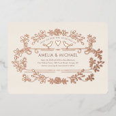 Coeurs et oiseaux Invitation Mariage Foil (Recto)